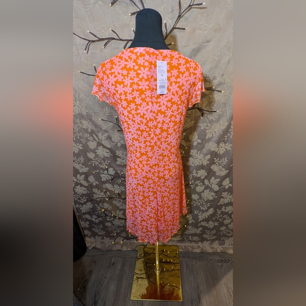 Wild Fable Orange And Pink Floral Mini Dress, Size XXL, NWT! - Picture 3 of 5